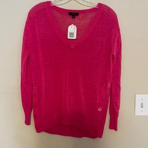 J crew pink top with button details